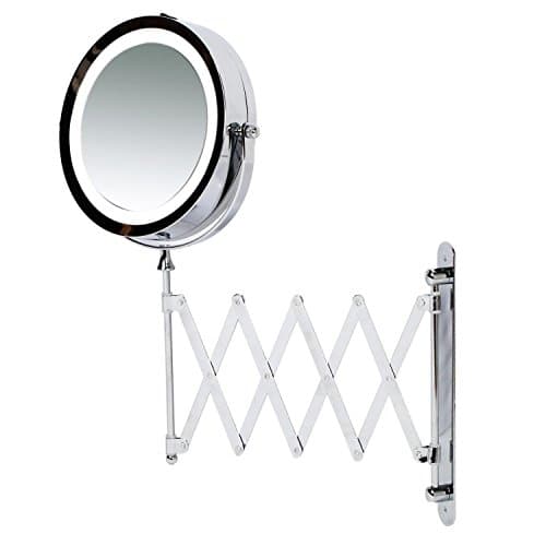 Makeup Mirror, Wall Mounted Magnifying with LED Light - Extending Vanit...