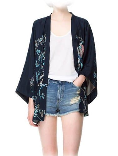 Phoenix Printed Thin Section Loose Kimono Chiffon Long-sleeved Coat With Lining
