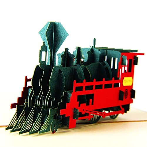 UNIQUEplus Vintage Train Creative 3D Pop UP Greeting Gift Cards for Birthday OR Any Occasion