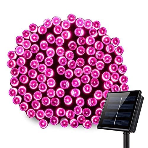 Outdoor Solar String Lights,SUAVER 8 Modes 72ft 200LED Decorative Fairy Lights Waterproof(IP65) Christmas Lights for Outdoor,Indoor,Garden, Home, Christmas Party, Wedding, Dancing, Holiday, Xmas Tree (Pink)