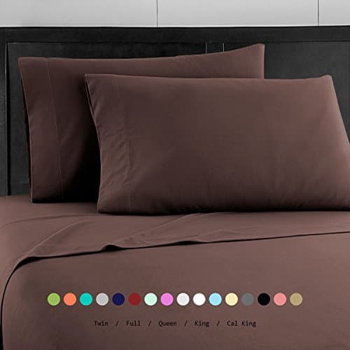 PRIME BEDDING Bed Sheet Set - 4 Piece Microfiber 2000 Bedding Sets - (Queen, Brown)