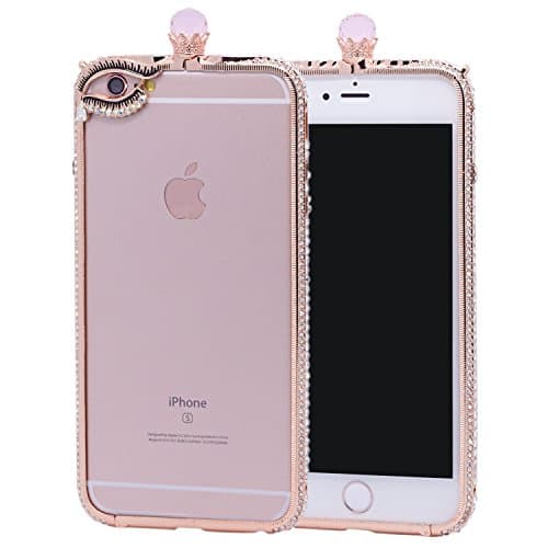 iPhone 6 Plus Case TycoonYu Metal Frame Bumper Big Gem Sparkle Crystal Diamond Luxury Shining Bling Angel's Wing Case for iPhone 6 Plus (Wing Rose Gold 5.5)