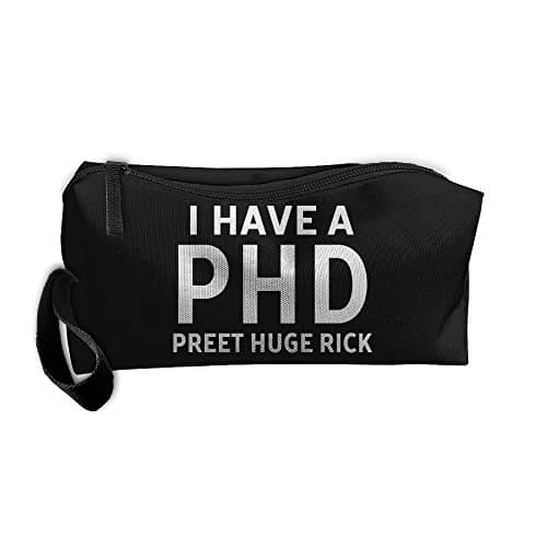 I Have A PHD Pretty Huge Dick Zipper Closure 3D Printing Pencil Pen Case Cosmetic Makeup Bag Travel Bag Tote For Women Girls