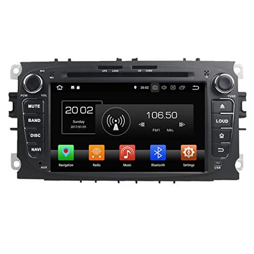 (Black) 7 Inch Touchscreen Android 8.0 Car Stereo For Ford Mondeo(2007-2012)/Focus(2008-2011)/S-Max(2007-2012), 32G Flash 4G DDR3 RAM GPS Navigation DVD Player