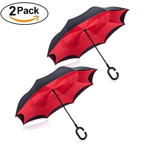 Tooge Upside Down Umbrella Windproof by, Double Layer Inverted Umbrella Waterproof for Car Rain Outdoor with C-Shaped Handle