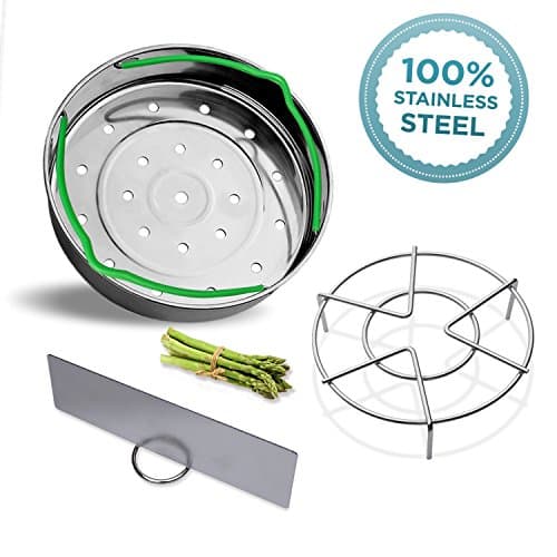 Steamer Basket w/Silicone Handles & Removable Split Divider for Instant Pot Accessories - By Eagle Quality Products