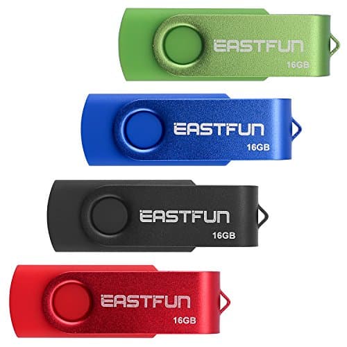EASTFUN 4Pack 16GB USB 2.0 Flash Drive Flash Memory Stick thumb drive (Red Black Blue Green)
