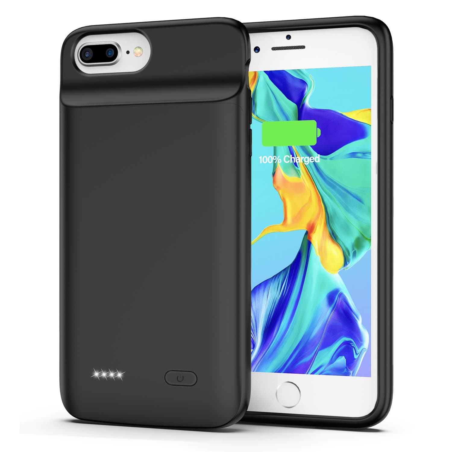 Battery Case for iPhone 7 Plus/8 Plus, 5000mAh Extended Rechargeable Charger Case, Slim Portable Protective Charging Case for iPhone 7 Plus/8 Plus (5.5 inch) - Black (Black)