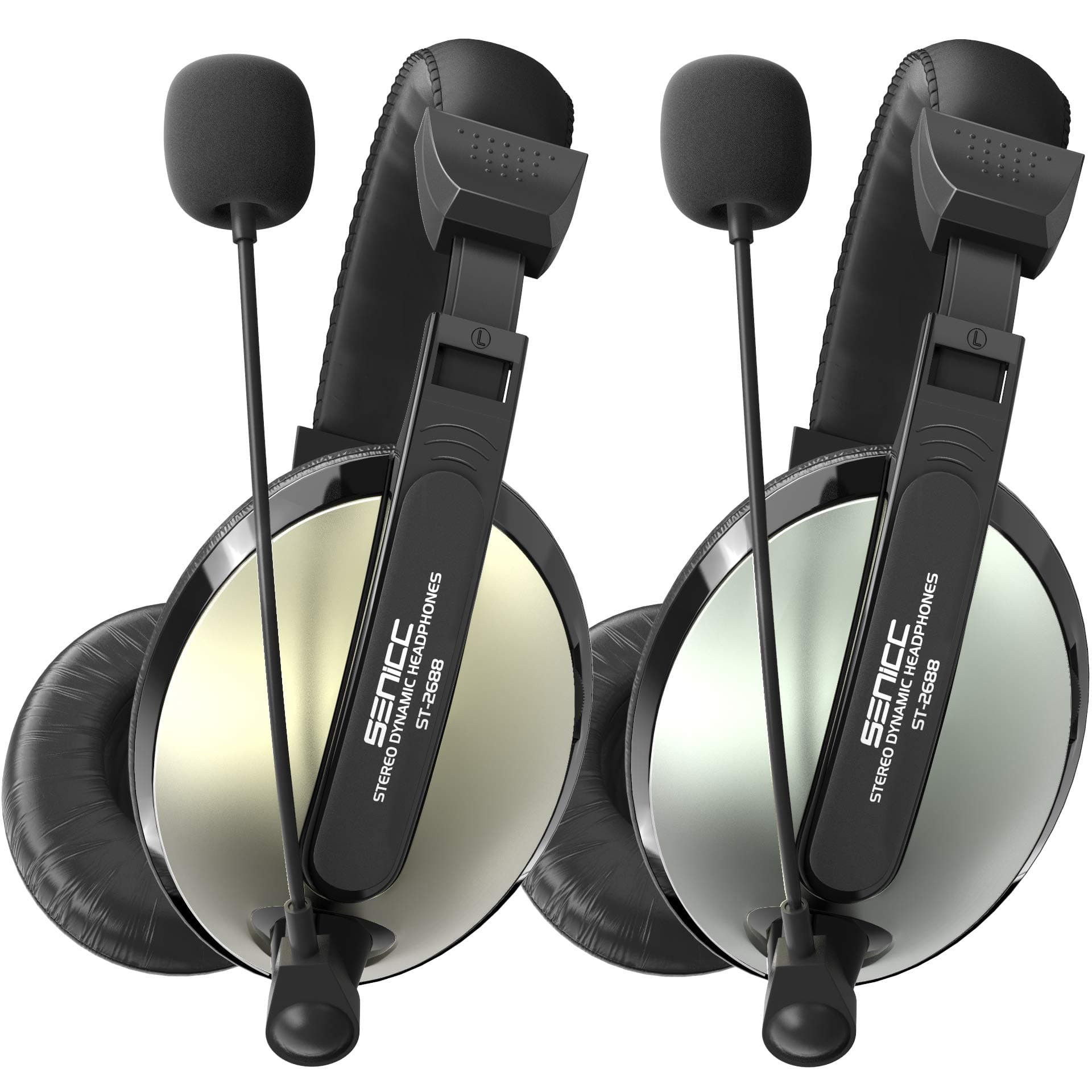 SENICC 2 Pack Gaming Headset for PS4, Xbox One, PC, Mobile Phone, Nintendo Switch, Over Ear Headphones with Mic Volume Control, Lightweight 3.5mm Wired Headset for Women Man Kids