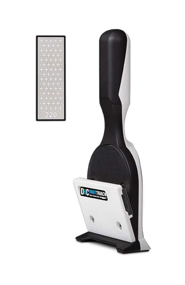 MPOWER Fasttrack Kitchen Knife Sharpener + 220Grit Diamond Stone - Sharpens Blades Easily & Precisely - Magnetically Holds The Blade at The Perfect Angle - Professional Knife Care 3 Year Guarantee