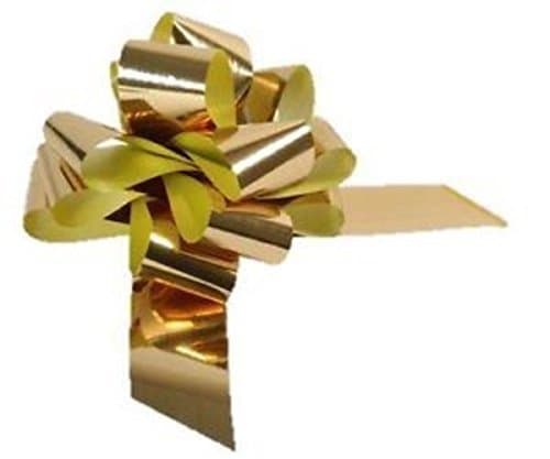 Large Plain Pull Bow - Ideal As Gift Wrap, Florist, Wedding Bow (Metallic Gold, 3)