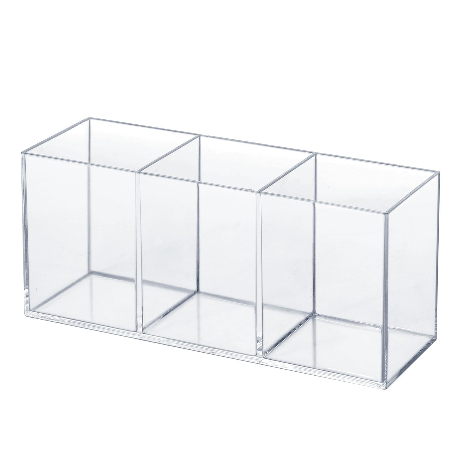 Clear Acrylic Silverware & Pen Organizer Caddy, Transparent Plastic Silverware Holder, Perfect for Office, Bedroom, and Bathroom Storage