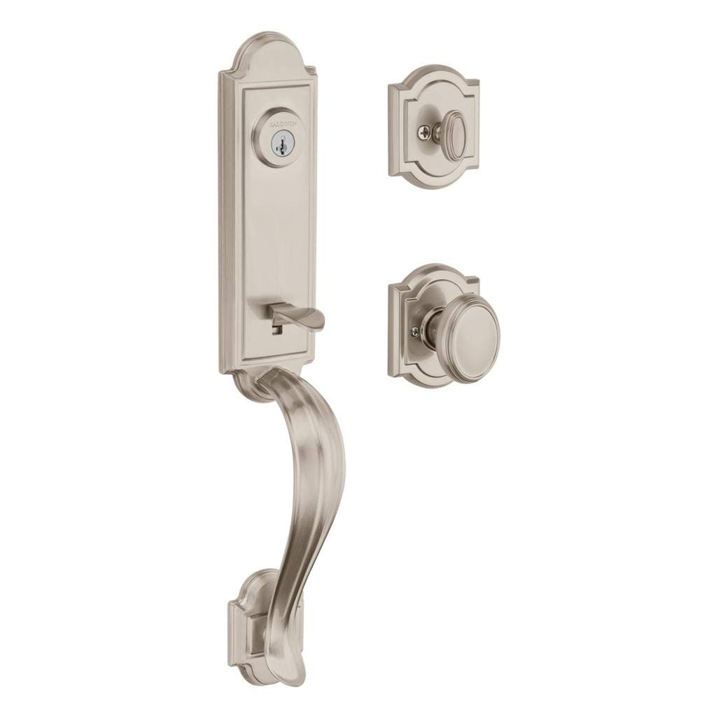 Avendale, Front Entry Handleset with Interior Knob, Featuring SmartKey Deadbolt Re-Key Technology and Microban Protection, in Satin Nickel