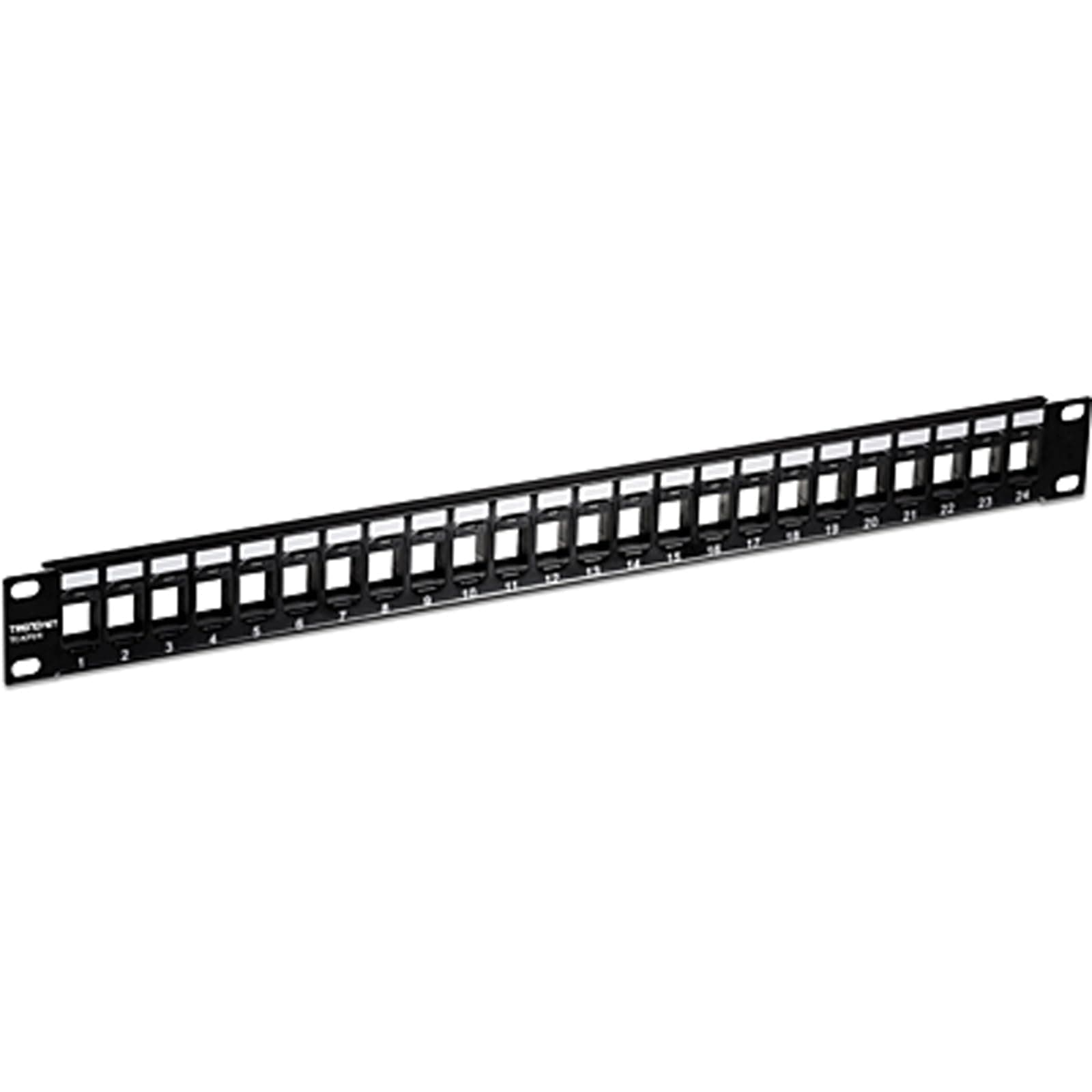 TRENDnet 24-Port Blank Keystone 1U Patch Panel, 1U 19" Metal Rackmount Housing, Recommended With TC-K25C6 & TC-K50C6 Cat6 Keystone Jacks (Sold Separately), Black, TC-KP24