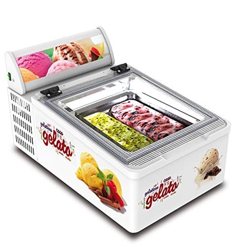 151-1 Ice Showcase Mini Cream 3 V LED Lit with Advertising Frame