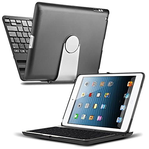 iPad Mini 4 Keyboard Case - CoverBot iPad Mini 4 Keyboard Case Station BLACK Bluetooth Keyboard For iPad Mini 4. Folio Style Cover with 360 Degree Rotating Viewing Stand Feature