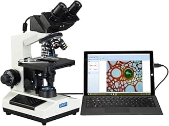 OMAX - MD827S30L Built-in 3MP Camera 40X-2000X Digital Biological Compound Binocular LED Light Microscope with Double Layer Mechanical Stage Oil Immersion NA1.25 Condenser