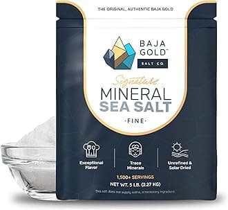Baja Gold Signature Mineral Sea Salt - Recommended by Gary Brecka - Authentic Fine Grind Salt for Cooking & Baking | Natural Baja Salt for Culinary Uses | Great for Finishing Dishes | 5 lb. Resealable