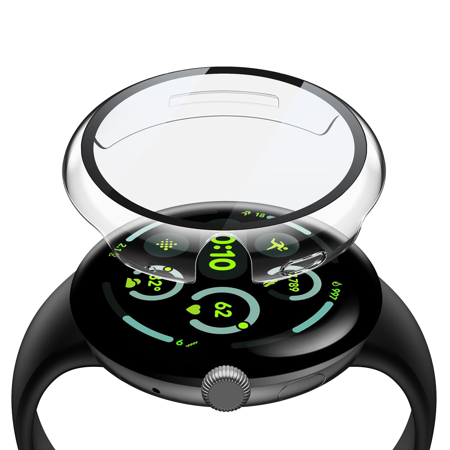 2-Pack Hard PC Case Compatible with Google Pixel Watch 3 (2024) 45mm, Easy Installation Lightweight Ultra-thin Protective Cover for Pixel Watch 3, Transparent