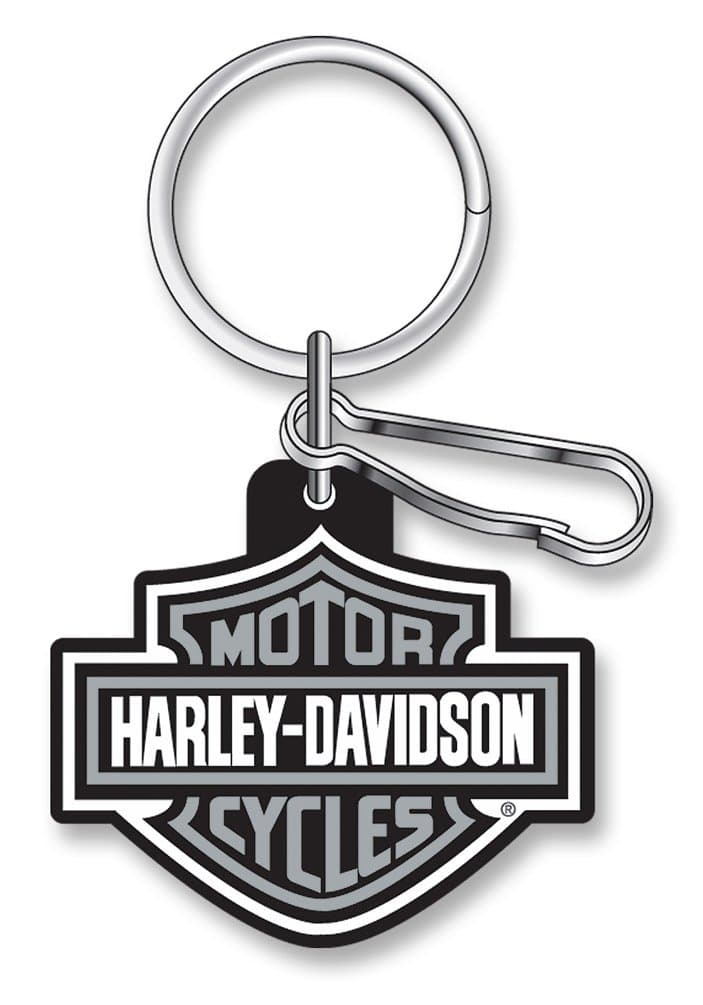 Classic Bar & Shield Key Chain with Key Ring & Clip, Gray 4496