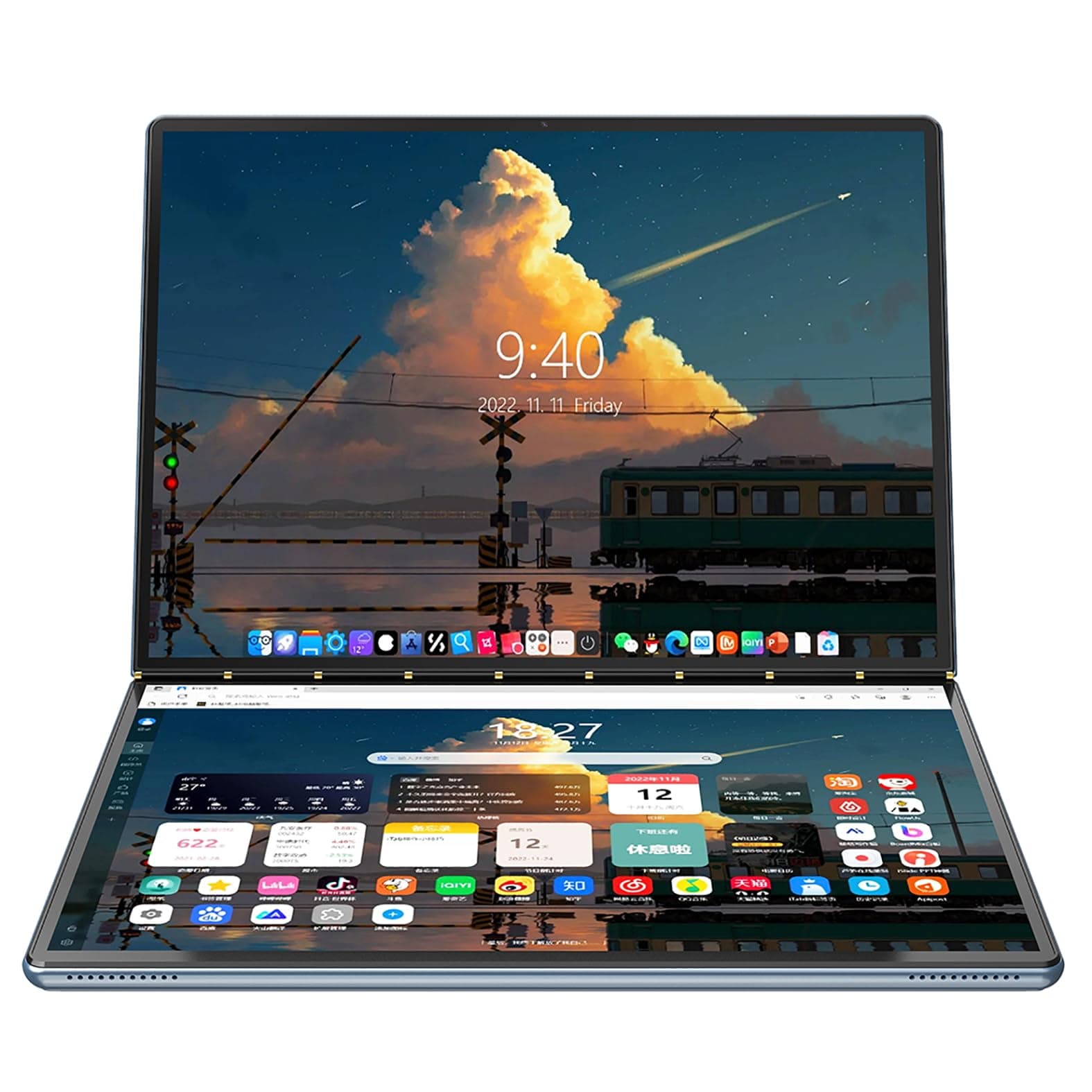 2-in-1 10.95" 2.5K Dual Screen Touch Laptop CPU Core i3-1215U Win 11 Home 16GB RAM 1TB SSD (Orange)