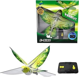 MUKIKIM eBird Green Parrot - Flying RC Bird Drone Toy for Kids. Indoor/Outdoor Remote Control Bionic Flapping Wings Bird Helicopter. USB Recharging.