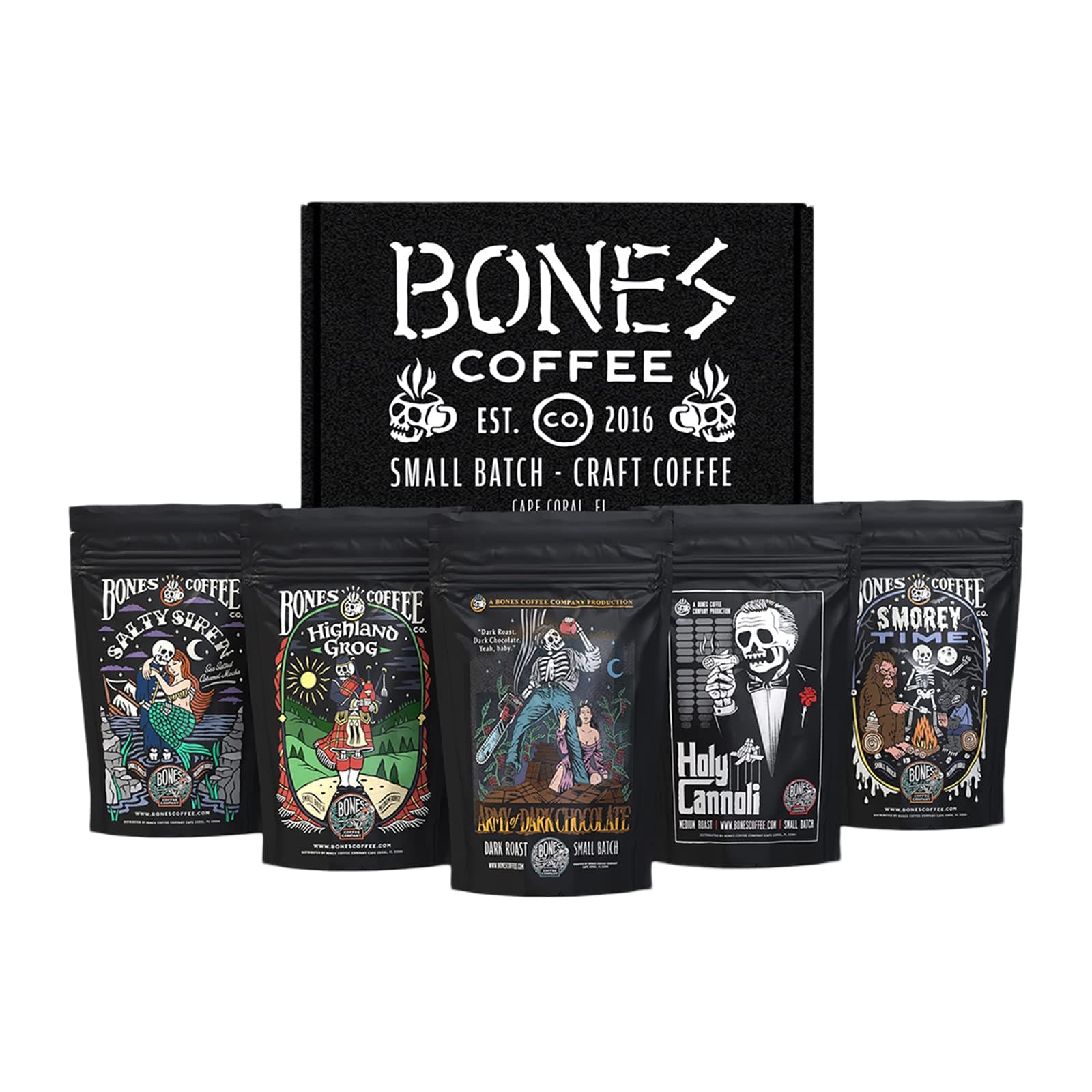 NEW Favorite Flavors Sample Pack, Assorted Flavored Coffee Low Acid Medium Roast Arabica Beans Specialty Coffee Gifts, Auto Drip and French Press Compatible, 4 oz Pack of 5 Ground