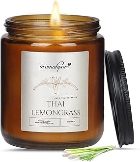 Aromahpure Premium Black Screw Jar Candle | Lemongrass Scented Candle | 100% Soy Wax, Smokeless Candle | Pack of 1 | Long Lasting Aroma Candles| Scented Candles for Home Décor