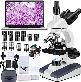 Trinocular Microscope 40X-5000X Magnification Microscope for Adults, Laboratory Grade with Dual Mechanical Stage and HD USB Camera(Trinocular microscope with electronic eyepiece)
