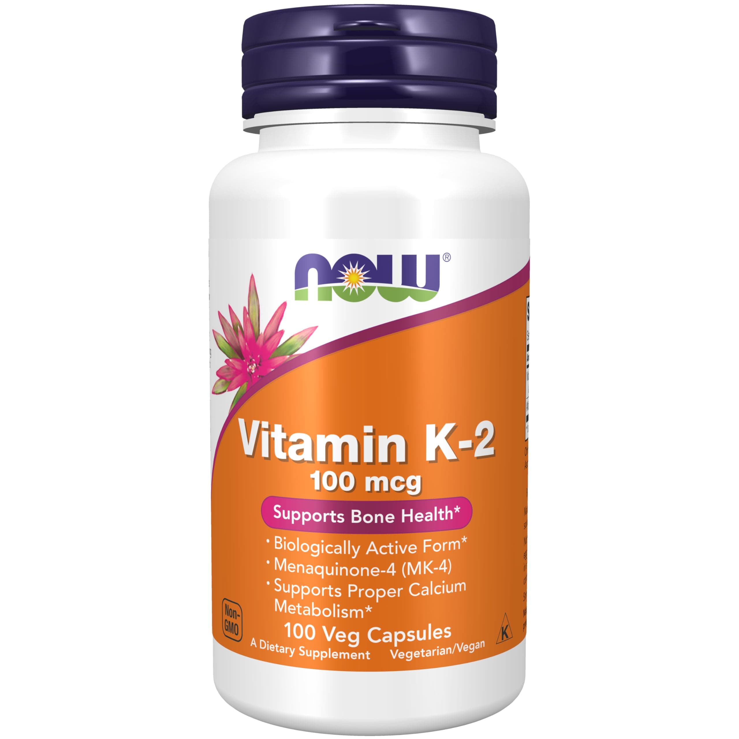 Supplements, Vitamin K-2 100 mcg, Menaquinone-4 (MK-4), Supports Bone Health*, 100 Veg Capsules