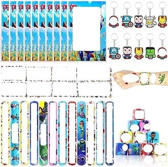 Spider Friends Party Bag Fillers for Kids Boys Girls, 42 Pcs Spiderhero Assorted Toys Pinata Filler with Slap Bands Stickers Keychains Gift Bags Lucky Dip Prize Party Favours for Birthday Gift