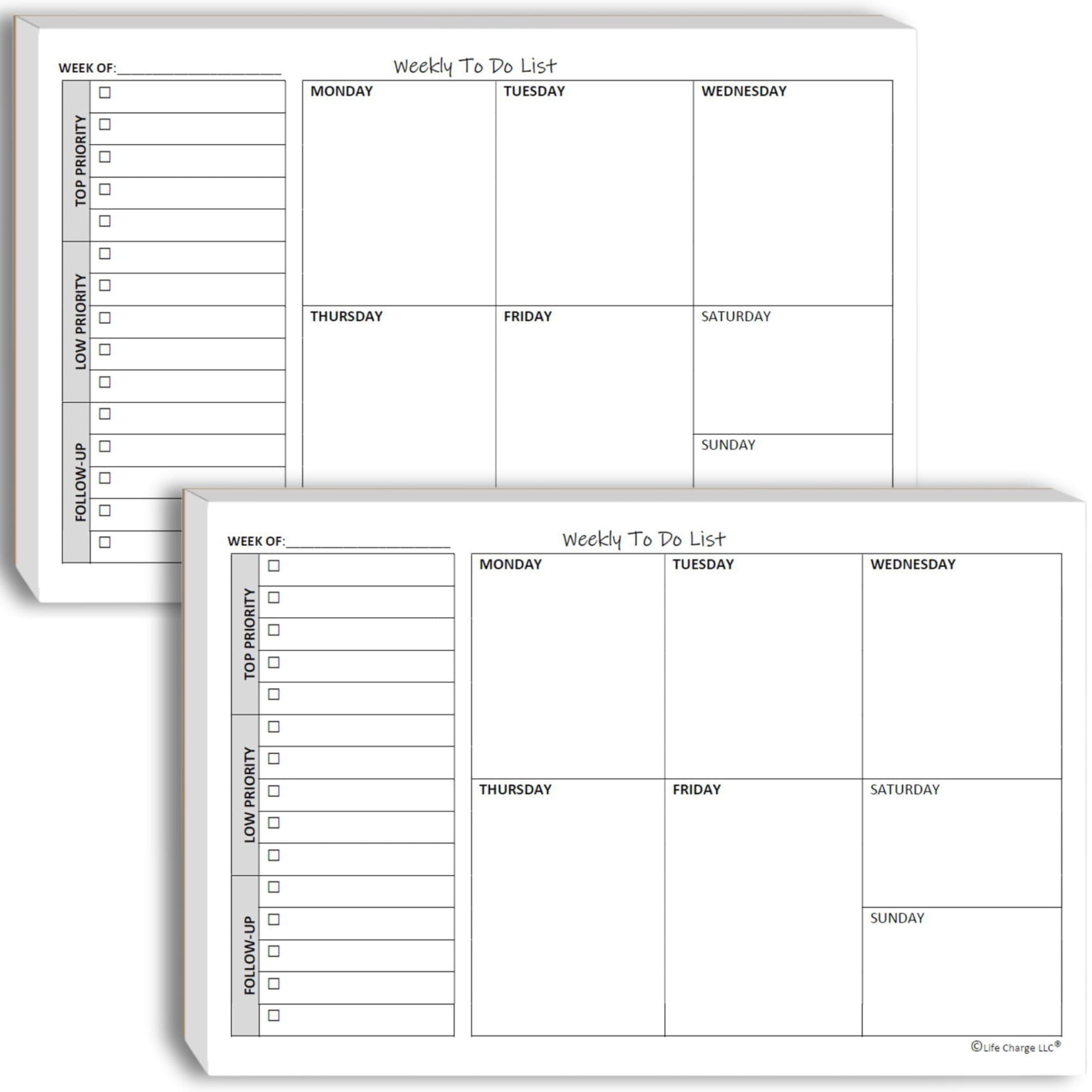 Weekly To Do List Notepads 8.5"X5.5"
