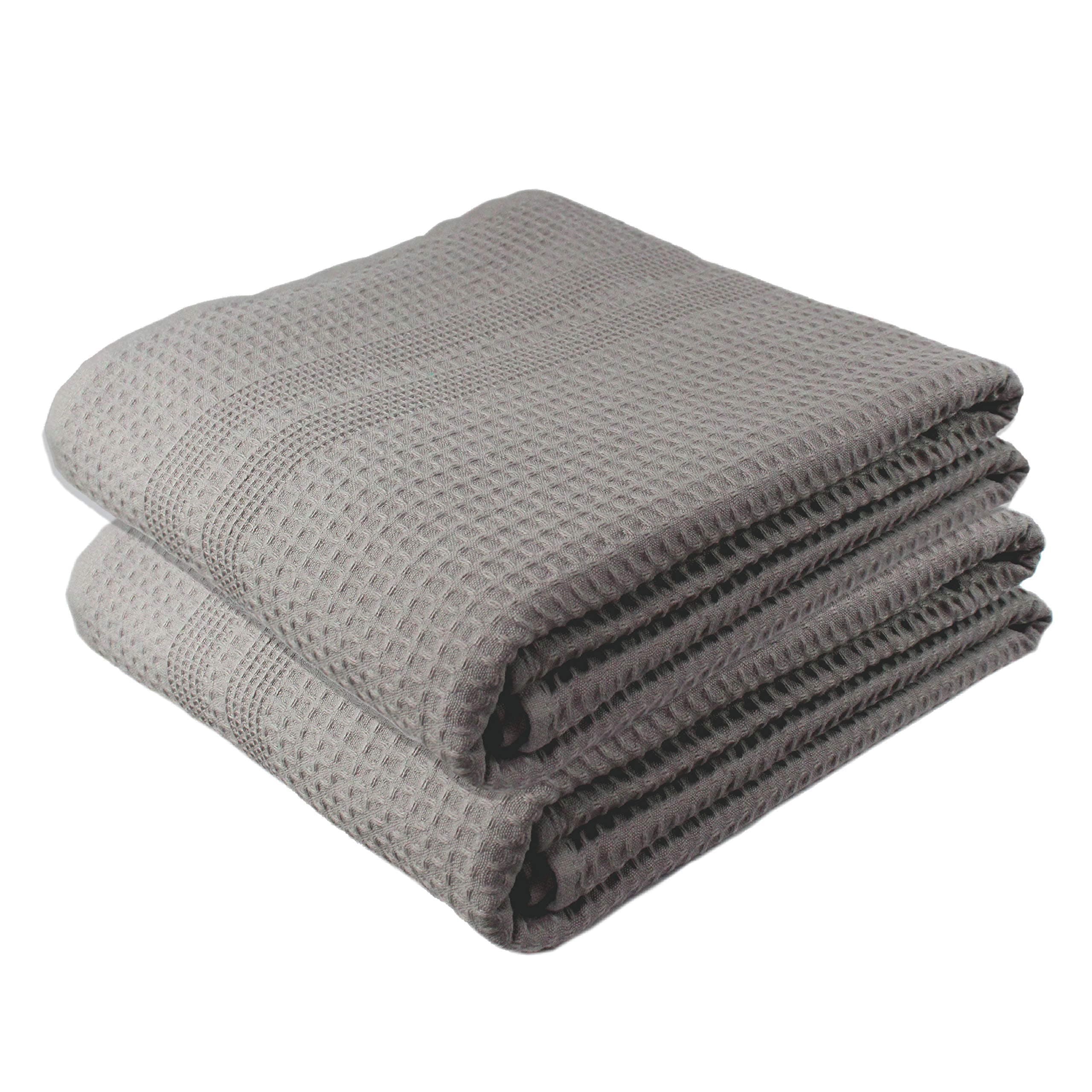 Waffle Bath Sheet Large Bath Towels Quick Dry Thin Body Towels, 40x80 Oversized Bath Towels for Adults, 2 Pack Bath Sheet Set, Classic Style (Pewter)