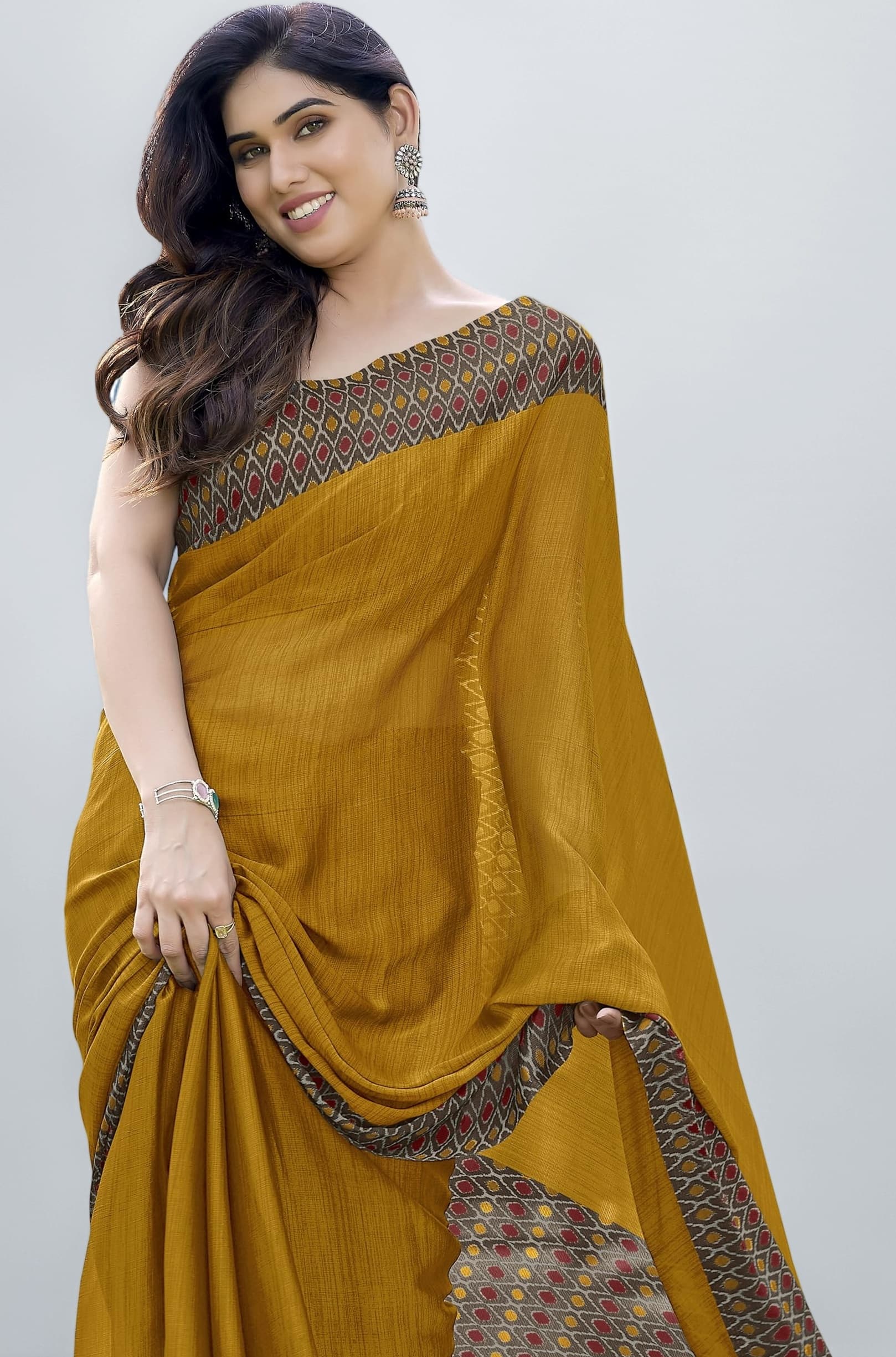 Chiffon Printed Women's Saree with Blouse Piece